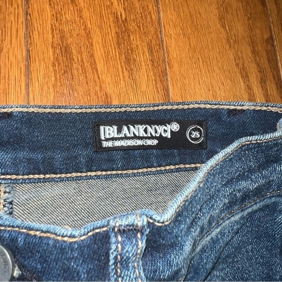 NWT Blank NYC The Madison High Rise Crop Dark Wash Jeans Raw Hem Size 25 - Picture 4 of 12